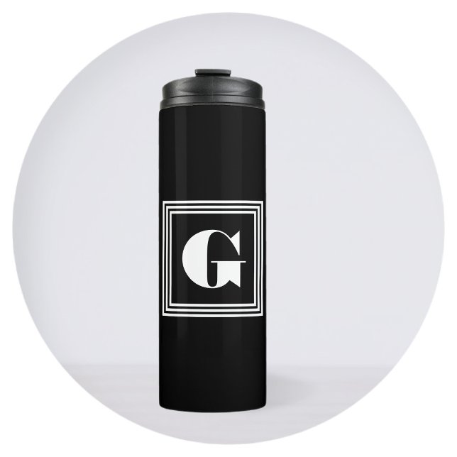 Bold 3 Frame Monogram | Black & White Thermal Tumbler (Creator Uploaded)