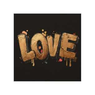 Bold 3D Graffiti Art of the Word "LOVE" in Gold