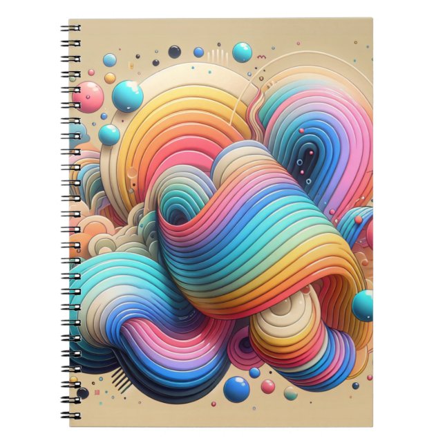 Bold 3D Rainbow Abstract Art Notebook (Front)