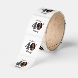 Bold 40th Birthday Party Photo Classic Round Sticker