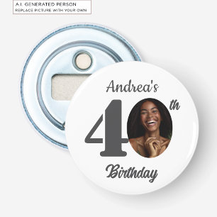 Bold 40th Birthday Party Photo Favor Bottle Opener