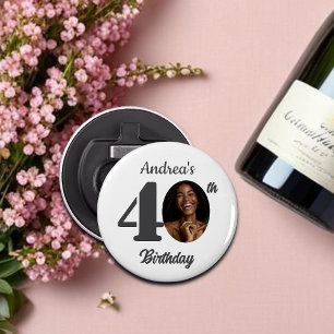 Bold 40th Birthday Party Photo Favor Bottle Opener
