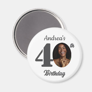 Bold 40th Birthday Party Photo Favor Magnet