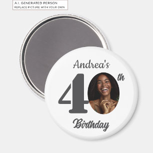 Bold 40th Birthday Party Photo Favor Magnet