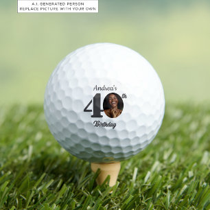 Bold 40th Birthday Party Photo Golf Balls
