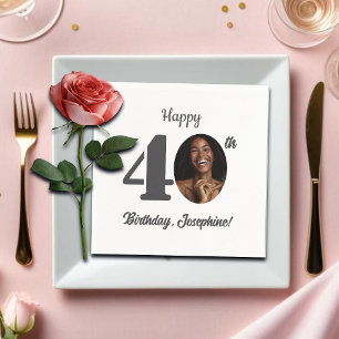 Bold 40th Birthday Party Photo Napkins