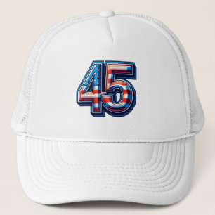 Bold 45th Birthday Mug – American Flag Balloon Sty Trucker Hat