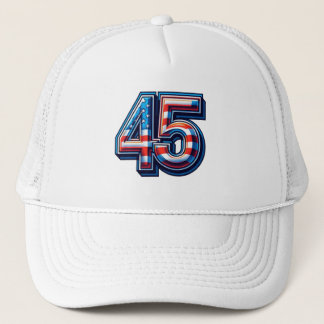 Bold 45th Birthday Mug – American Flag Balloon Sty Trucker Hat