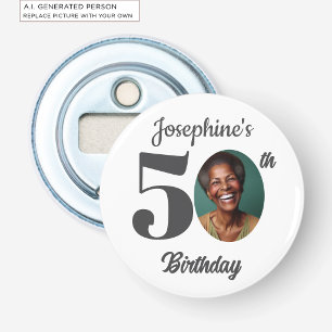 Bold 50th Birthday Party Photo Favor Bottle Opener