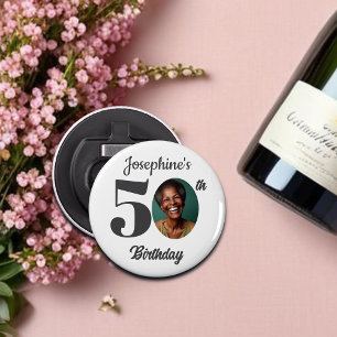 Bold 50th Birthday Party Photo Favor Bottle Opener