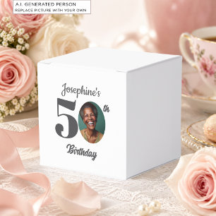 Bold 50th Birthday Party Photo Favor Boxes