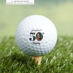 Bold 50th Birthday Party Photo Golf Balls