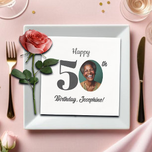Bold 50th Birthday Party Photo Napkins