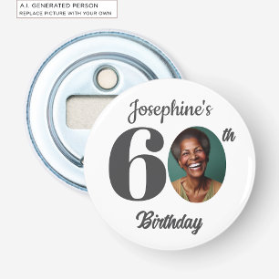 Bold 60th Birthday Party Photo Favor Bottle Opener