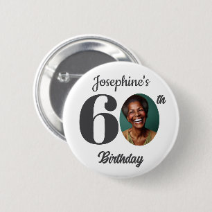 Bold 60th Birthday Party Photo Favor Button