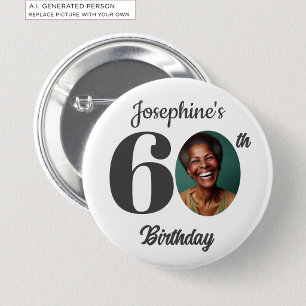 Bold 60th Birthday Party Photo Favor Button