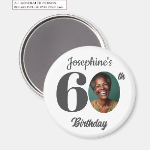 Bold 60th Birthday Party Photo Favor Magnet