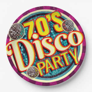 Bold 70's Disco Party Colorful Nostalgic Paper Plates