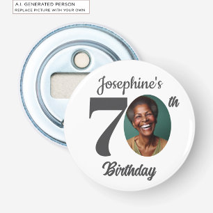 Bold 70th Birthday Party Photo Favor Bottle Opener