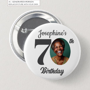 Bold 70th Birthday Party Photo Favor Button