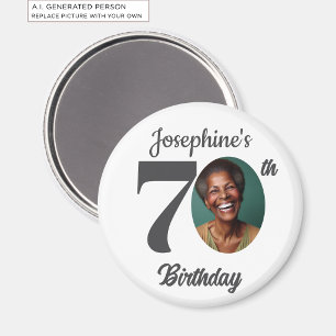 Bold 70th Birthday Party Photo Favor Magnet