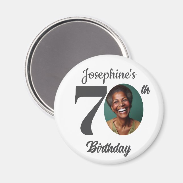 Bold 70th Birthday Party Photo Favor Magnet (Front/Back)