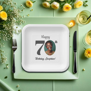Bold 70th Birthday Party Photo Paper Plates