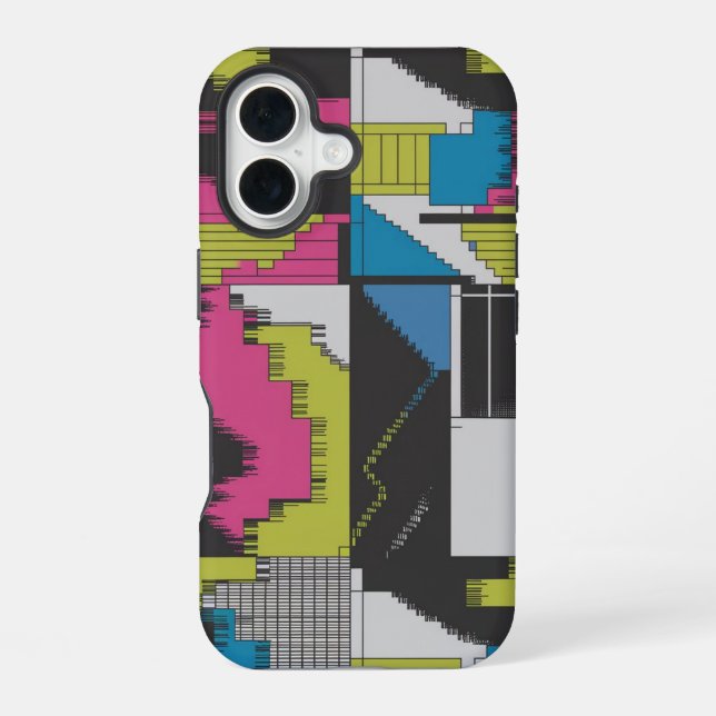 Bold 80s Abstract Geometric Pattern iPhone Case (Back)