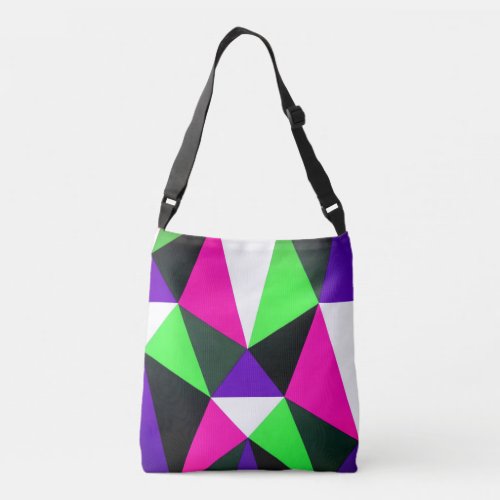 Bold 80s Color Block Neon Green Pink Purple Crossbody Bag