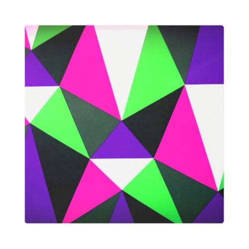 Bold 80s Color Block Neon Green Pink Purple Metal Print