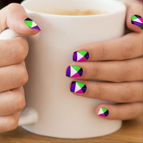 Bold 80s Color Block Neon Green Pink Purple Minx Nail Art