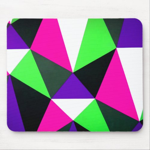 Bold 80s Color Block Neon Green Pink Purple Mouse Pad