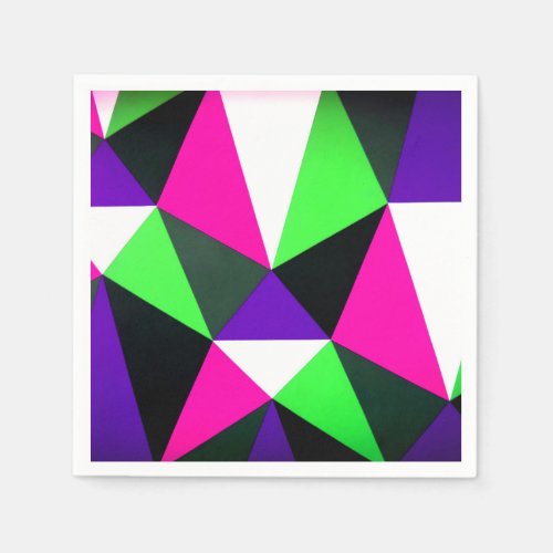 Bold 80s Color Block Neon Green Pink Purple Napkins