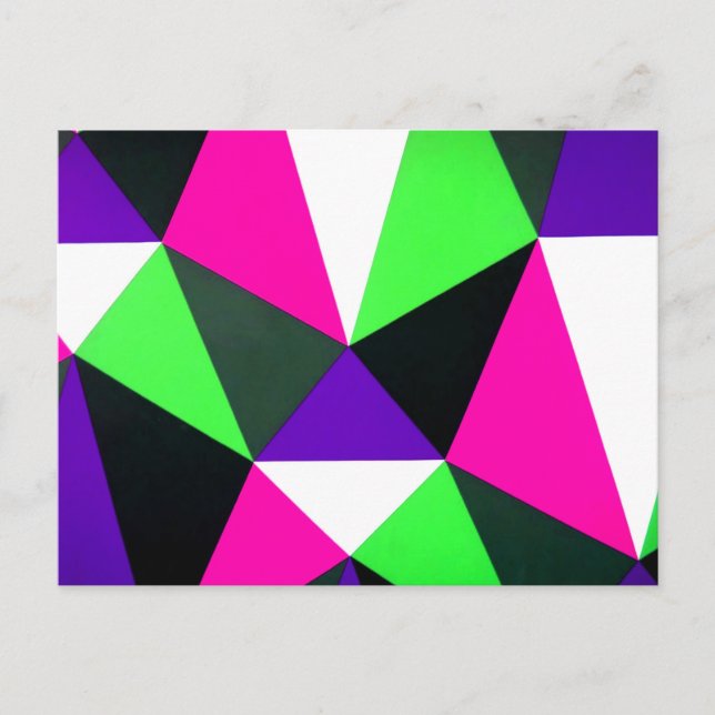 Bold 80s Color Block Neon Green Pink Purple Postcard (Front)