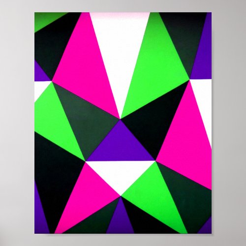 Bold 80s Color Block Neon Green Pink Purple Poster