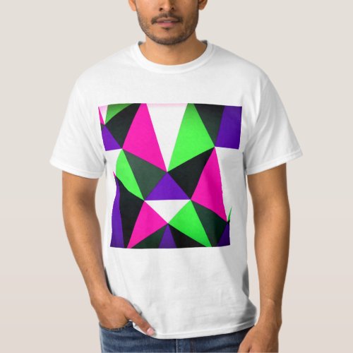 Bold 80s Color Block Neon Green Pink Purple T_Shirt