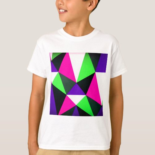 Bold 80s Color Block Neon Green Pink Purple T_Shirt