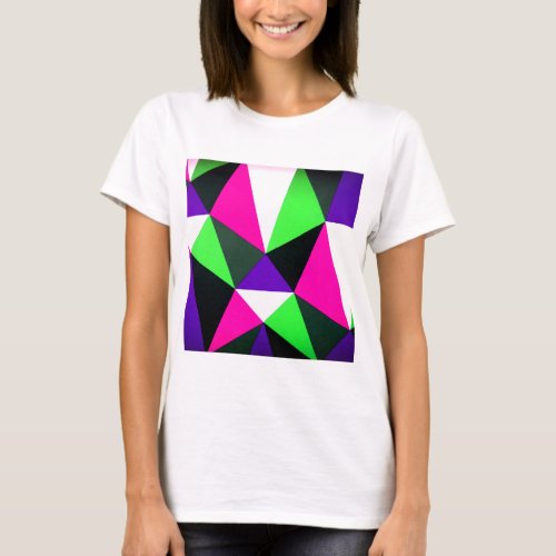 Bold 80s Color Block Neon Green Pink Purple T_Shirt