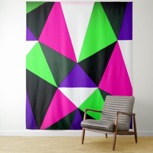 Bold 80s Color Block Neon Green Pink Purple Tapestry