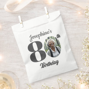Bold 80th Birthday Party Photo  Favor Bag