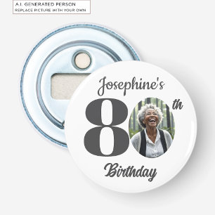 Bold 80th Birthday Party Photo Favor Bottle Opener