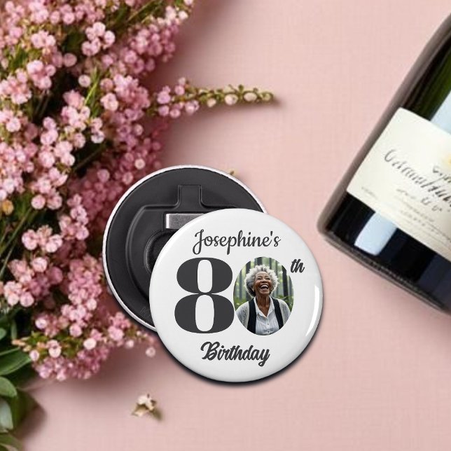 Bold 80th Birthday Party Photo Favor Bottle Opener (Creator Uploaded)
