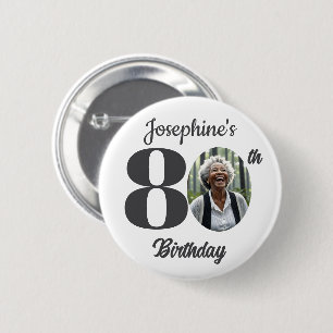 Bold 80th Birthday Party Photo Favor Button