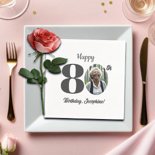 Bold 80th Birthday Party Photo Napkins