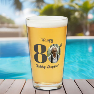 Bold 80th Birthday Photo Glass