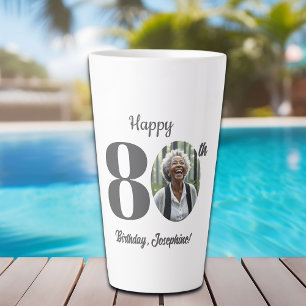 Bold 80th Birthday Photo Latte Mug