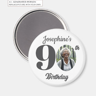 Bold 90th Birthday Party Photo Favor Magnet