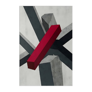 Bold Abstract 3D Red Black White Acrylic Print