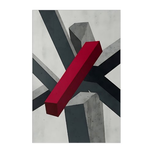 Bold Abstract 3D Red Black White Acrylic Print
