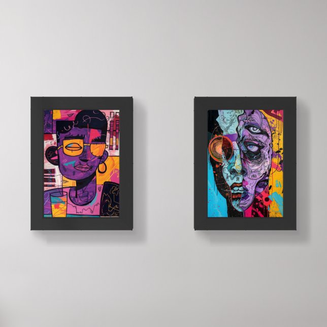 Bold Abstract Afro Art -Set of 2 Modern Wall Print Sets (Front)